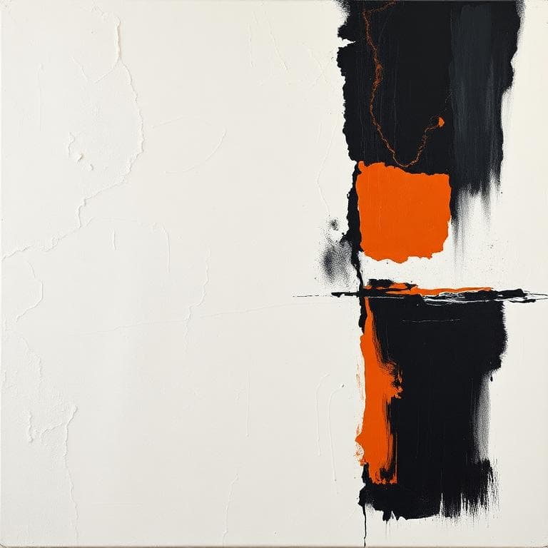 Contemporary Abstract Canvas with Vivid Orange and Black